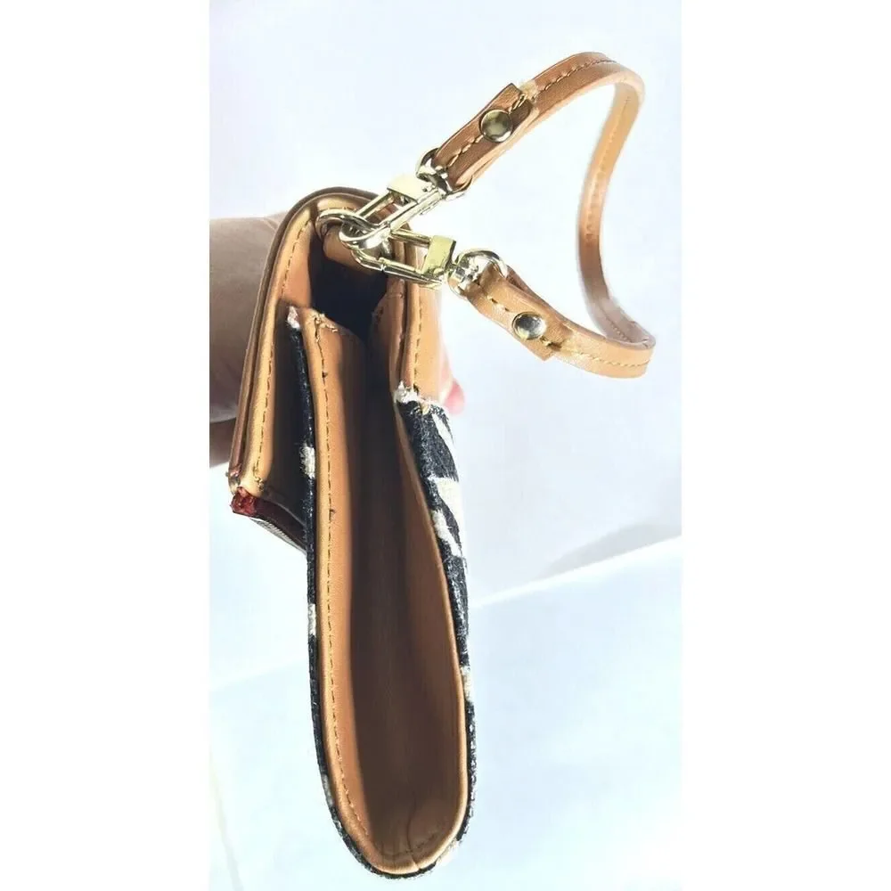 Spartina‎ 449 Houndstooth Stoddard Convertible Clutch Black White Tan Straw